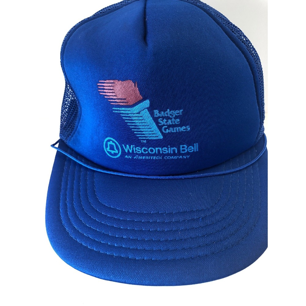 Badger State Games Wisconsin Bell Ameritech Blue Snapback Hat Cap Trucker